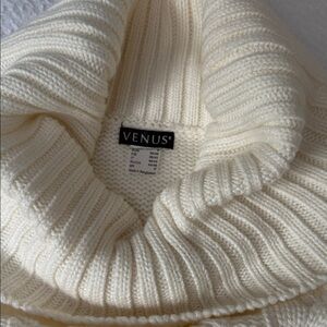 VENUS Ivory Ribbed Cowl Neck Sweater Dress